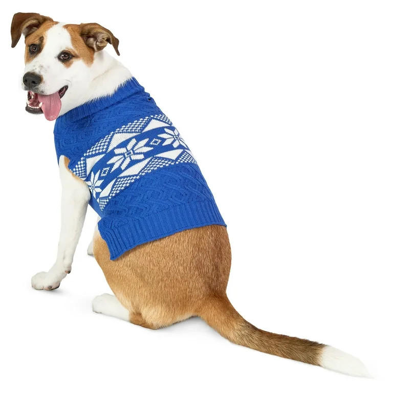 Vibrant Life Holiday Pet Sweater for Dogs, Snowflakes, Blue, Medium | Walmart (US)