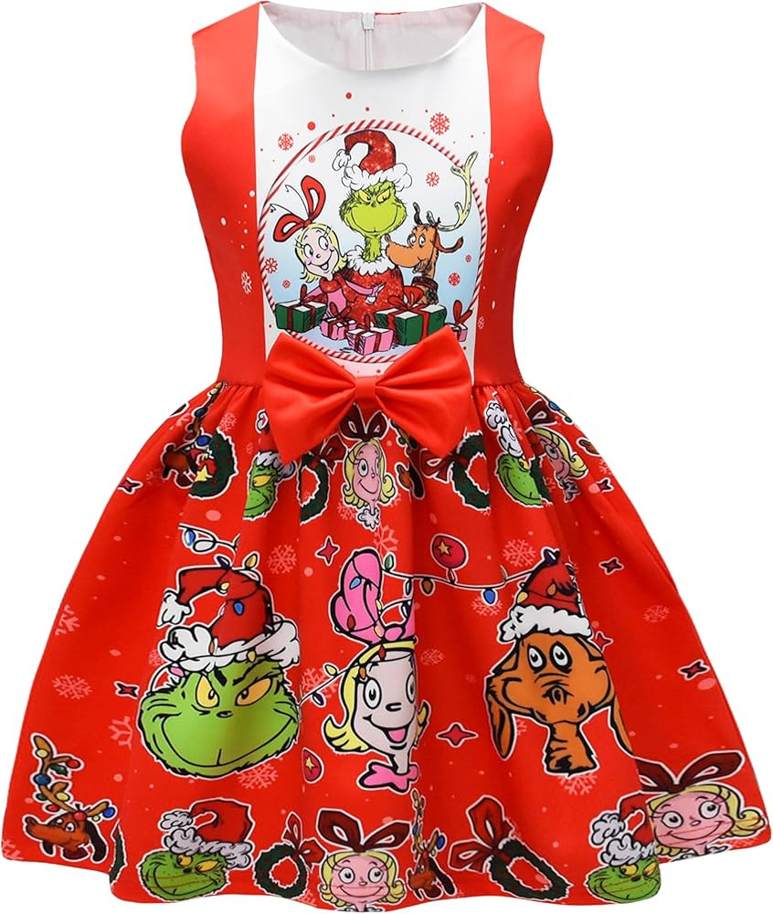 Cute Christmas Outfit for Little Girls - Sleeveless Princess Holiday Party Dress 3-10 Years | Amazon (US)