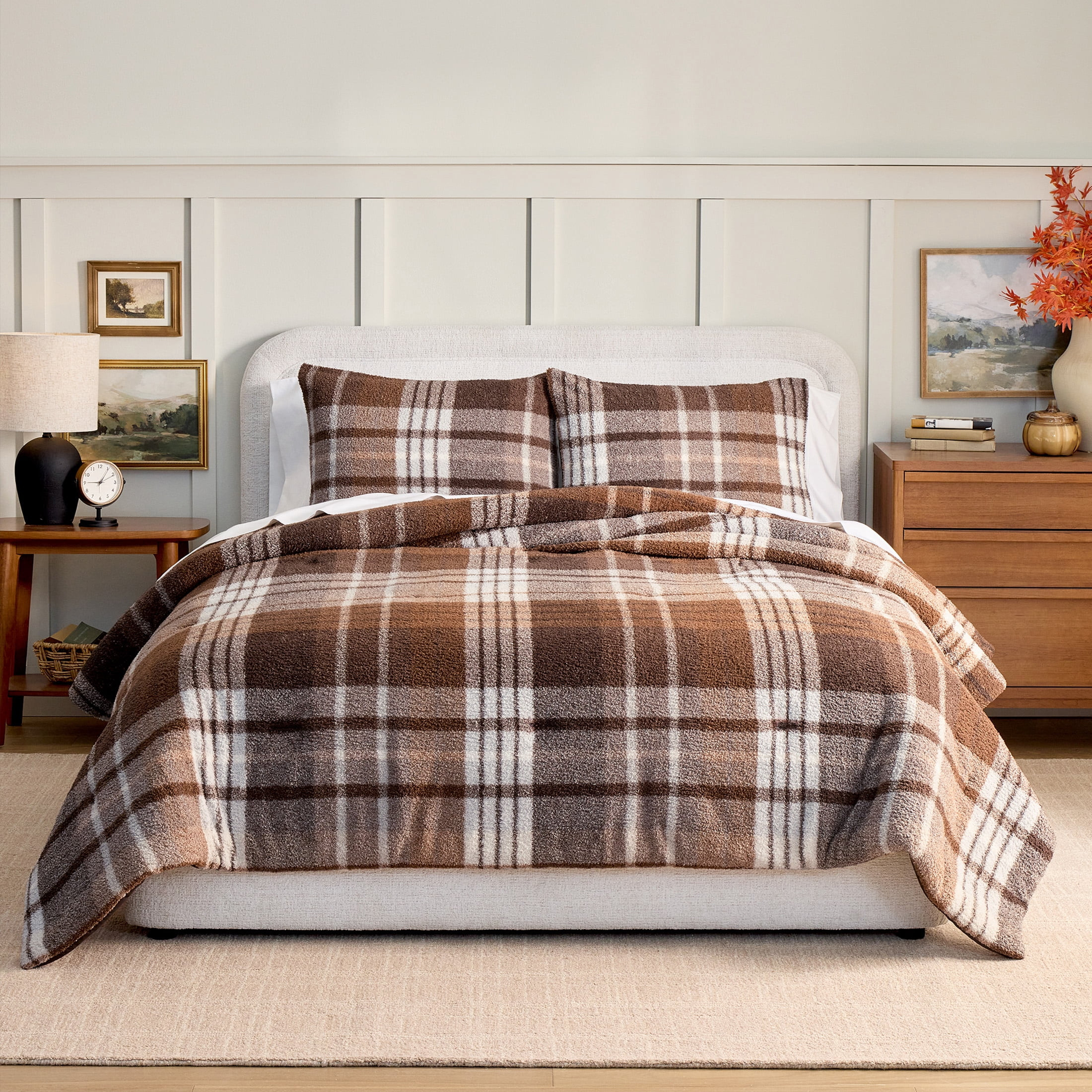 Better Homes & Gardens Printed Cozy Knit 3-piece Comforter Set, Full/Queen Size, Farmhouse Plaid | Walmart (US)