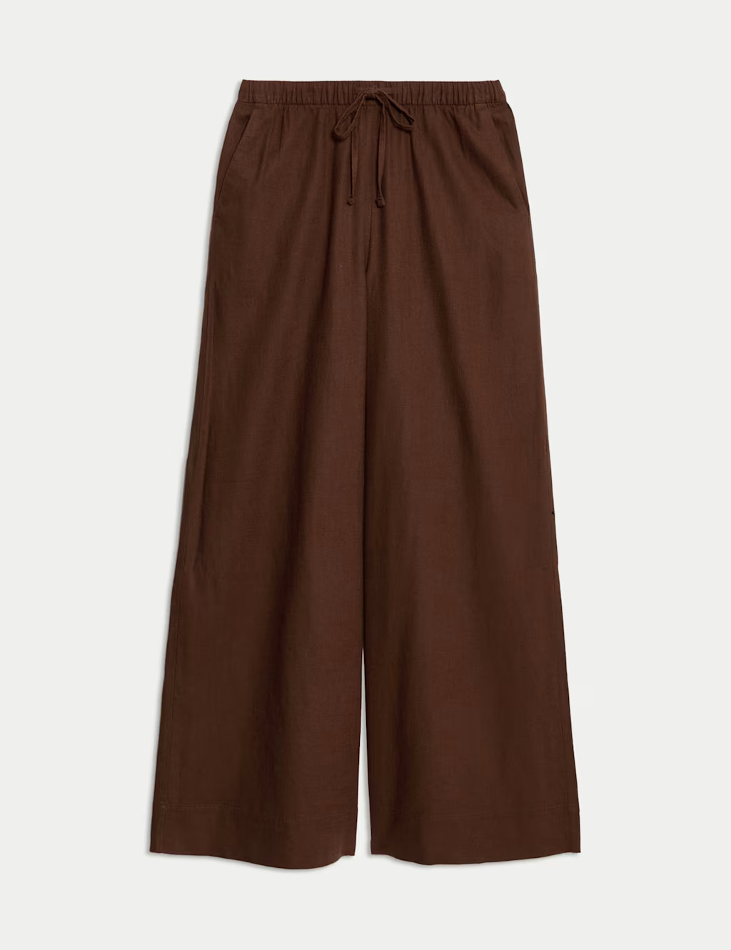 Linen Blend Drawstring Wide Leg Trousers | Marks & Spencer (UK)