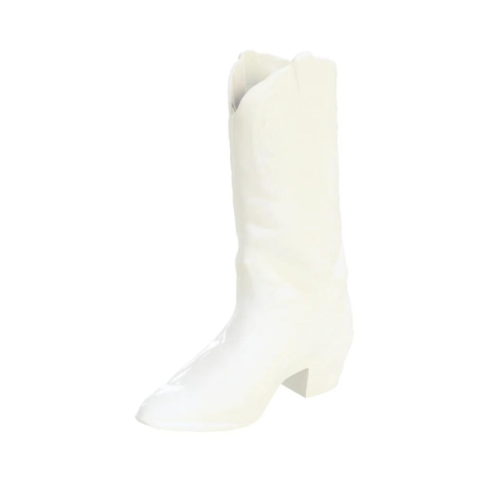 Cowboy Boot Vase in White | Handmade Ceramic Cowboy Boot Vessel | Scout Design Studio