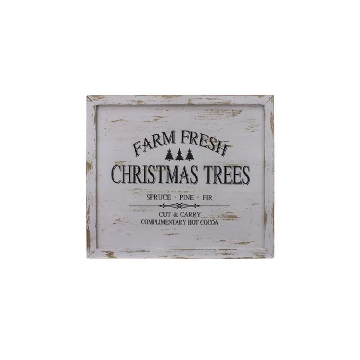 30 " Distressed White Finished Farm Fresh Christmas Trees Wooden Wall Sign | Walmart (US)