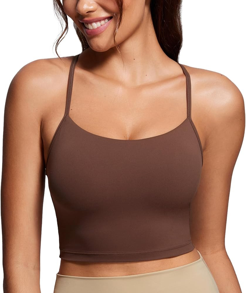 CRZ YOGA Womens Butterluxe Y Back Longline Sports Bras - Spaghetti Straps Racerback Padded Yoga W... | Amazon (US)