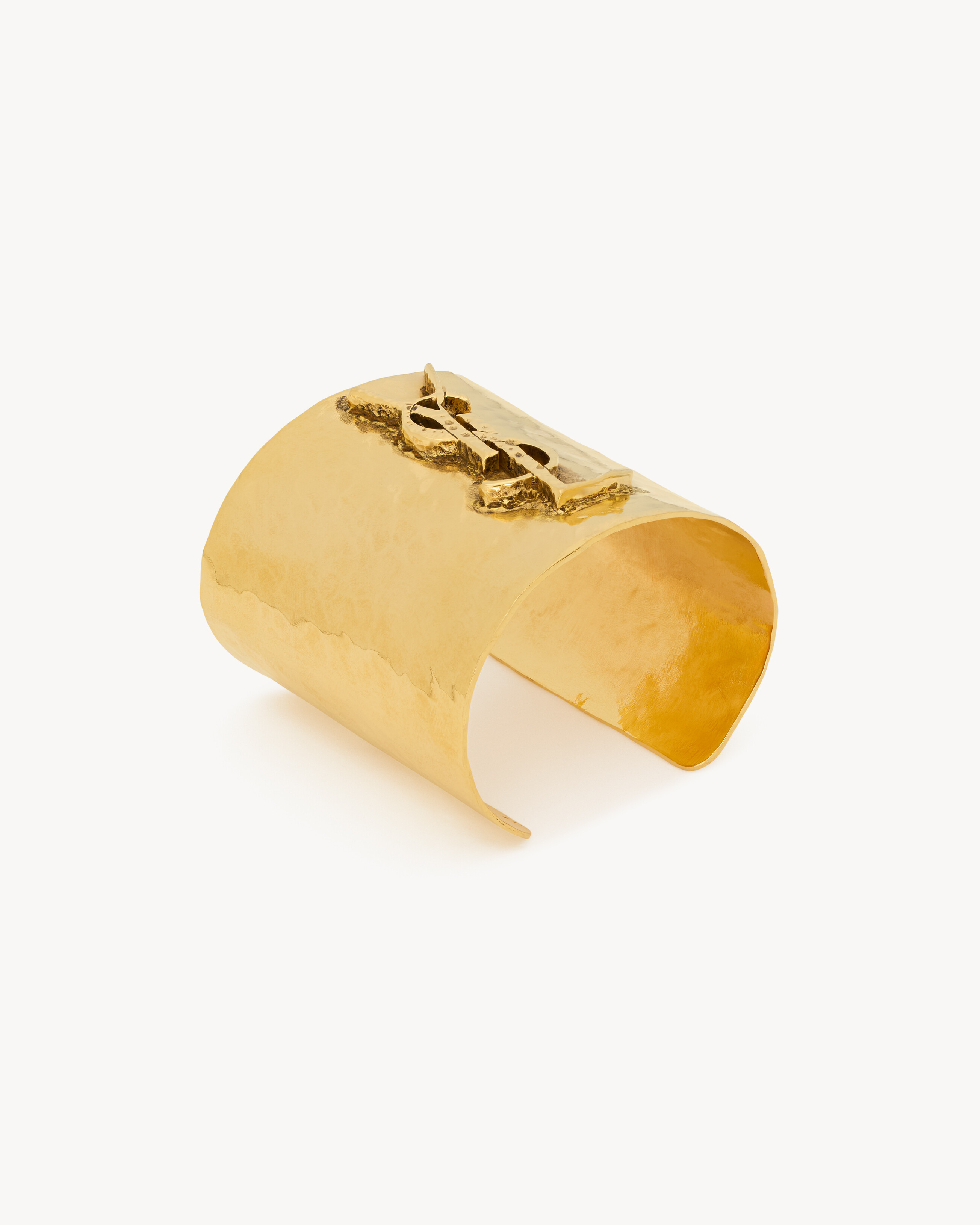 Saint Laurent Cassandre Cuff In Metal - Yellow/gold - Women - S | Saint Laurent Inc. (Global)