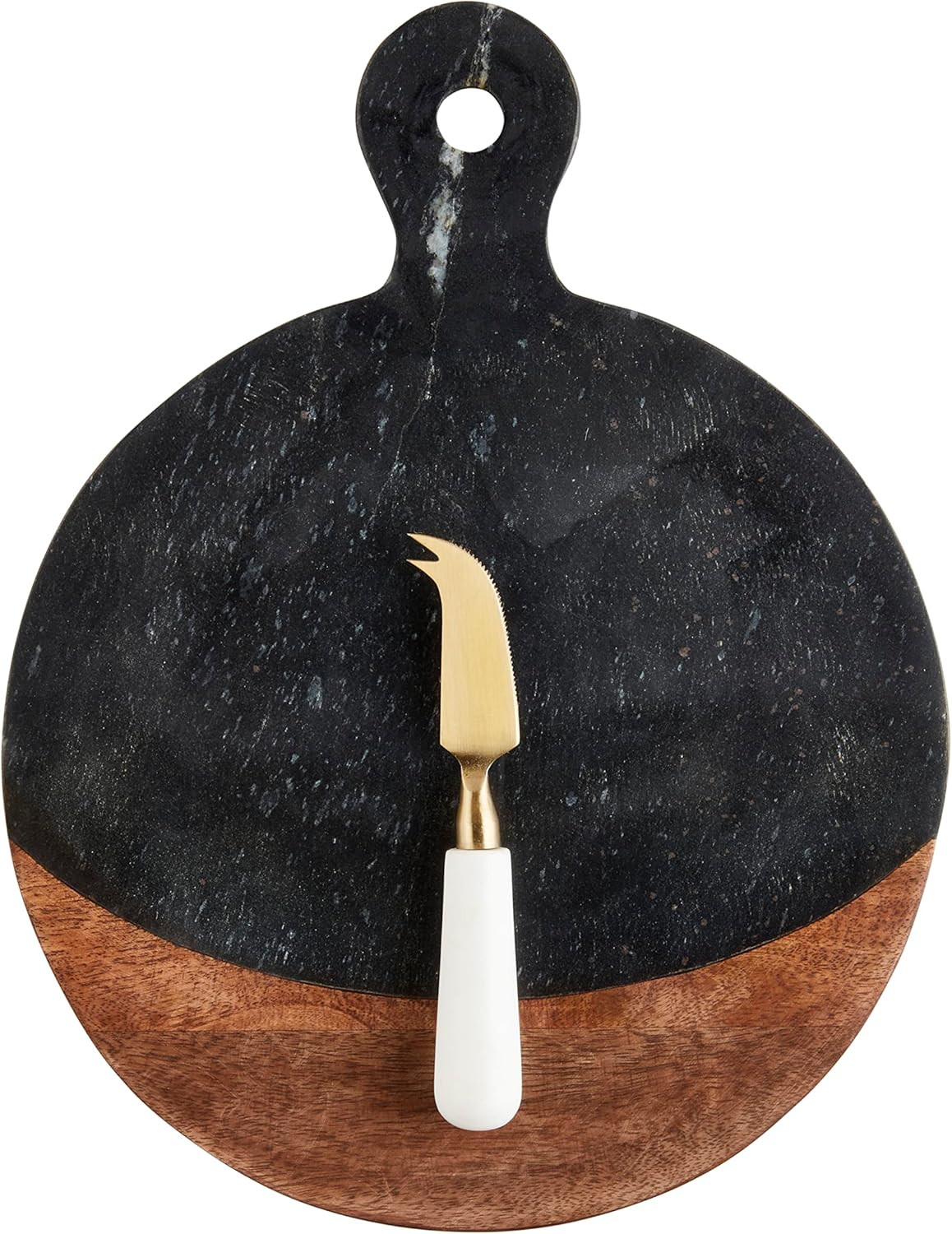 Mud Pie Blk Marble And Wood Board Set, Board 13 3/4" X 10 1/2" Dia | Utensil Approx 5 1/2" | Amazon (US)