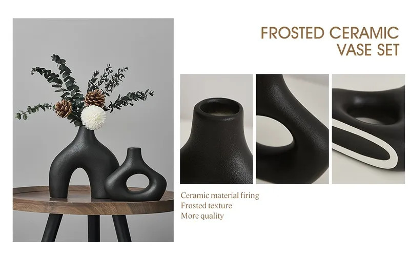 2pcs/set Ceramic Vase Suitable For Modern Home Decor, Minimalist Circular Donut Flower Vase Decor... | Temu Affiliate Program