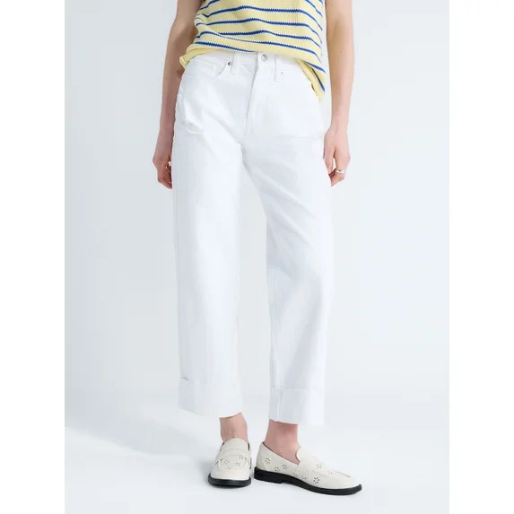 Free Assembly Women's High Rise Straight Cropped Jeans, Sizes 0-18 | Walmart (US)