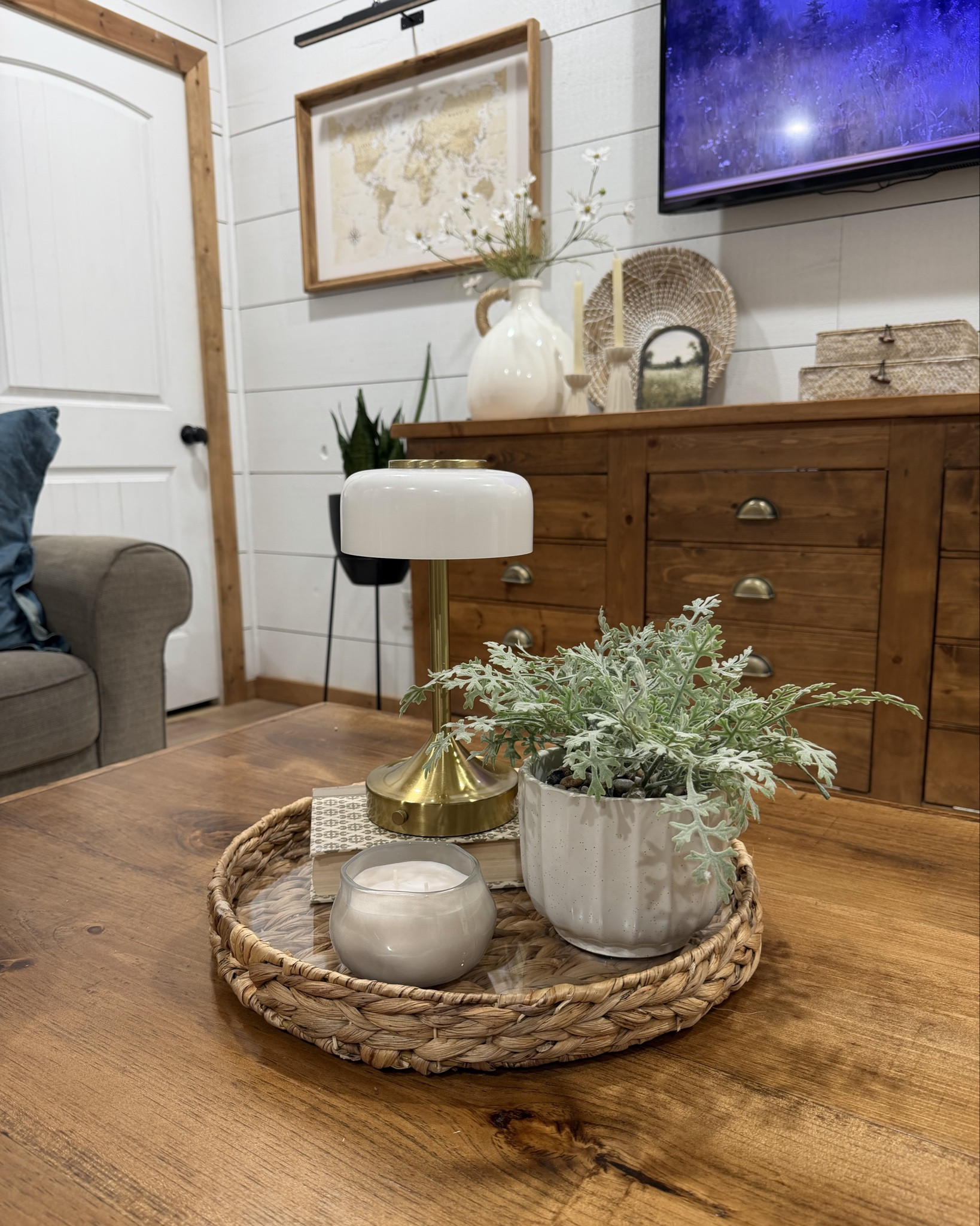 Okay Walmart!!! I love a good inexpensive tray styling. This basket tray is so good because it comes with a clear plastic bottom that may be intended to throw out 🤷🏽‍♀️ but it’s perfect to keep everything sitting level! I threw a faux plant I already had laying around but linked a couple other options! 🤗🌿💕

#LTKSeasonal #LTKHome #LTKSpringSale
