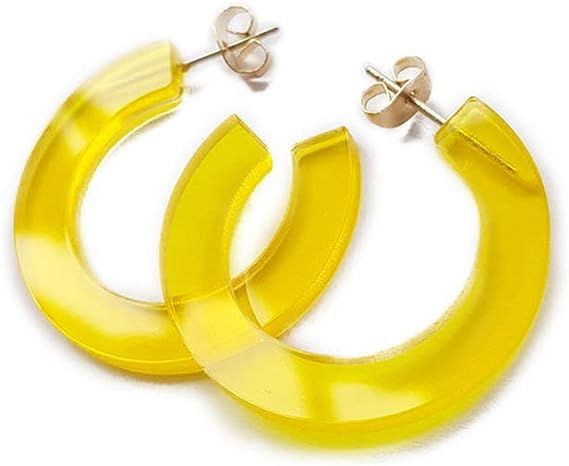 VEINTI+1 Transparent Acrylic Round Shape Candy Color Women's Charm Earring | Amazon (US)