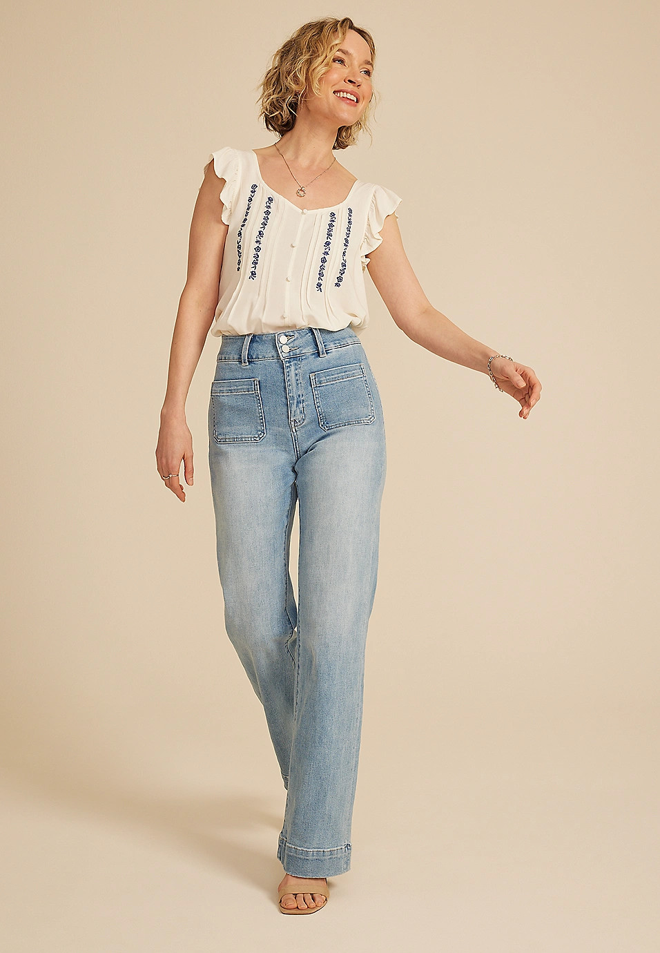 Flying Monkey™ High Rise Patch Pocket Flare Jean | Maurices