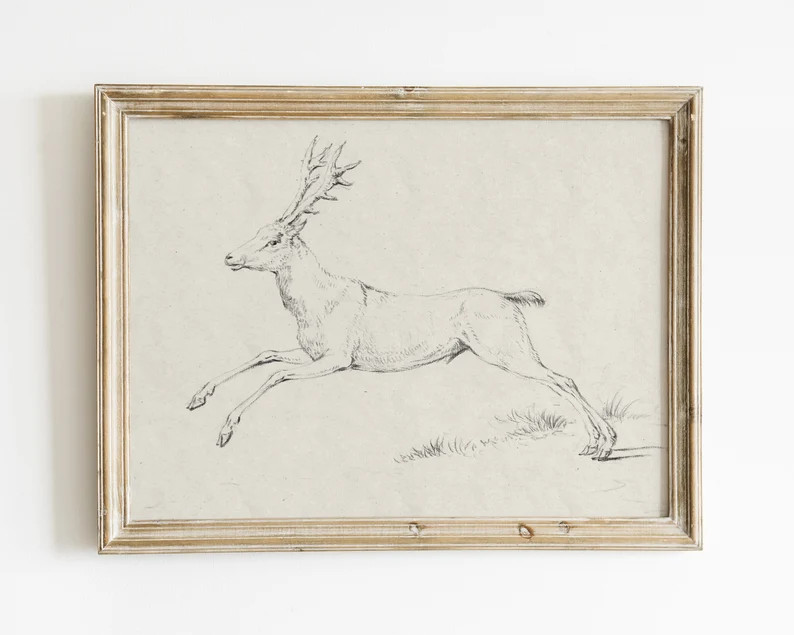 Vintage Sketch Vintage Art Reindeer Art Vintage Christmas | Etsy | Etsy (US)