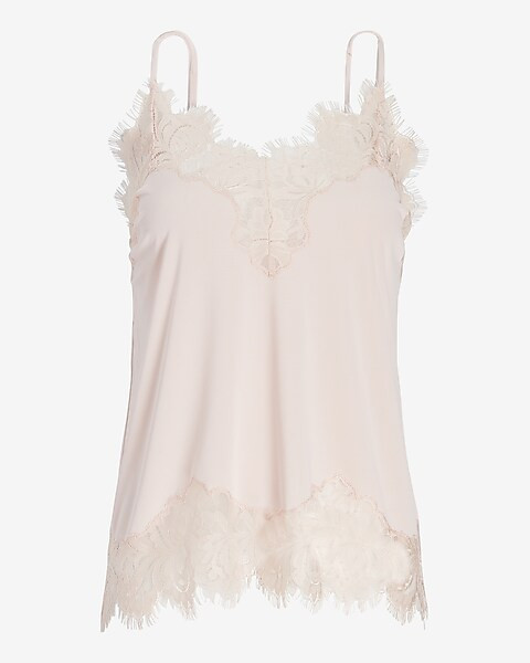 Lace Trim V-Neck Cami | Express