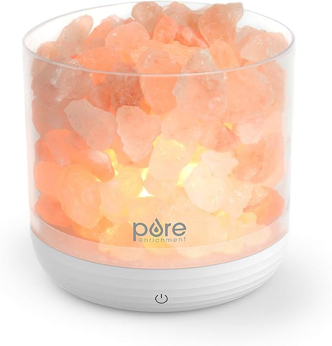 Pure Enrichment PureGlow USB Salt Lamp - Authentic Pink Himalayan Salt Rocks, Light Dimmer with 5... | Amazon (US)
