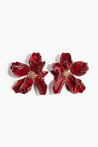 H & M - Flower-shaped earrings - Red | H&M (UK, MY, IN, SG, PH, TW, HK)