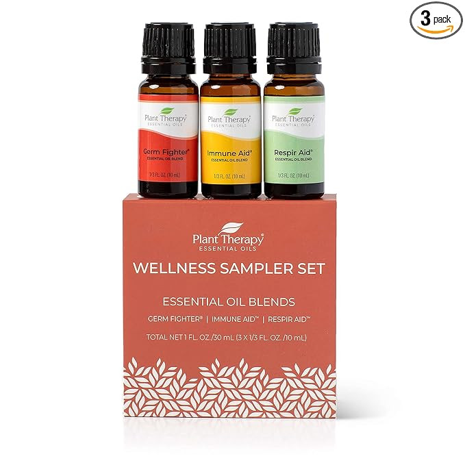 Plant Therapy Wellness Essential Oil Set, 3-Pack of 10 MLS (1/3 oz), Pure Essential Oil Blends: G... | Amazon (US)