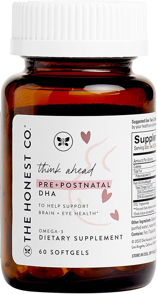 The Honest Company Think Ahead Pre + Postnatal DHA Supplement | NSF-Certified, Non-GMO | 60 Count... | Amazon (US)