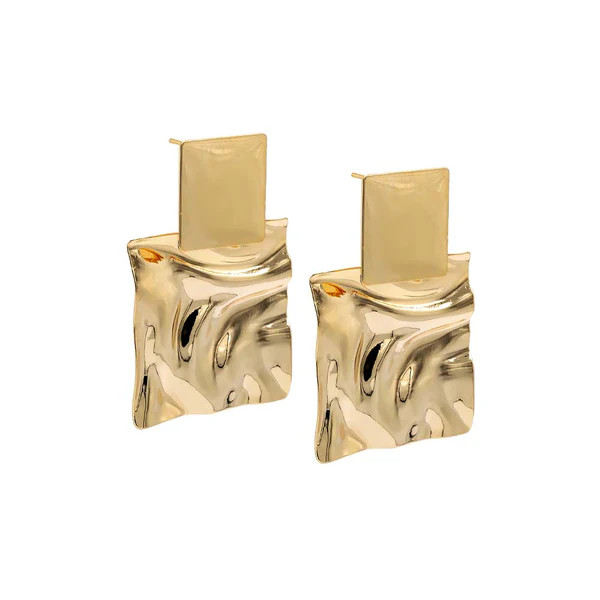 Chunky Fluid Double Square Drop Stud Earring | Adina Eden