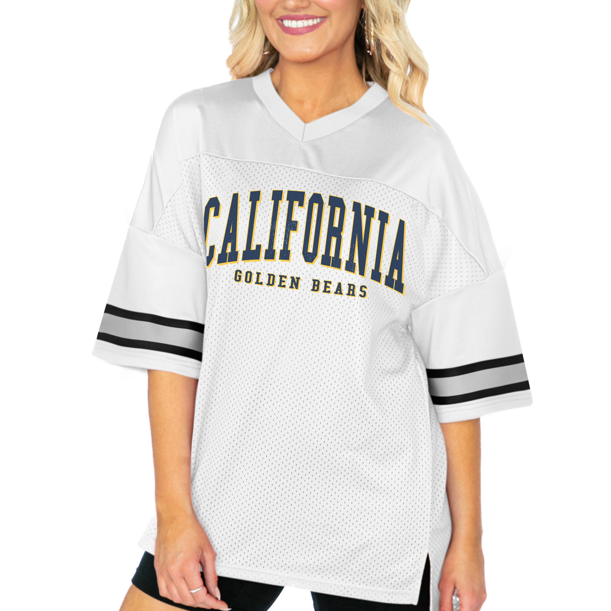 Women's Gameday Couture White Cal Bears Option Play Oversized Mesh Fashion Jersey | Fanatics