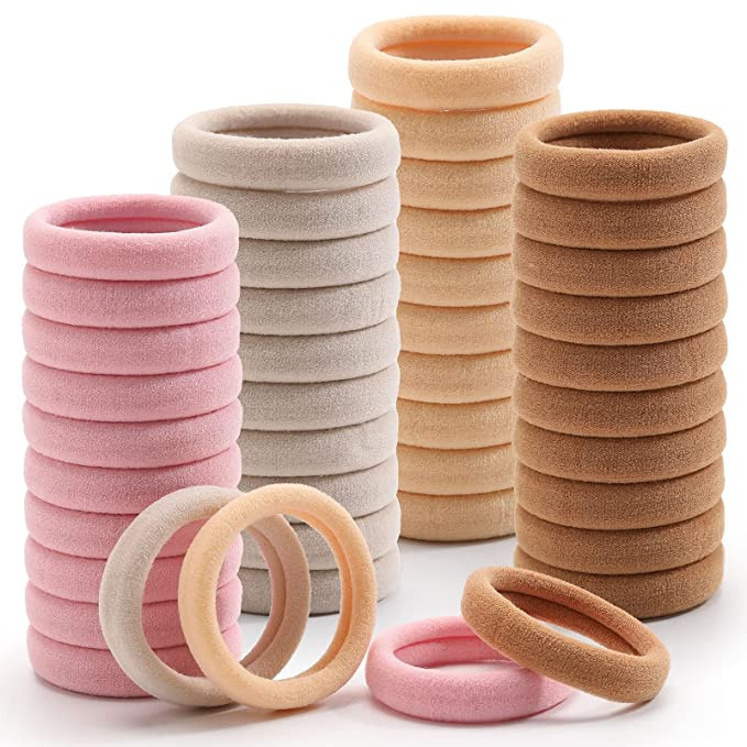 100 Pcs Thick Seamless Tan Hair Ties, Ponytail Holders Hair Accessories No Damage for Thick Hair ... | Amazon (US)