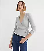 Heathered Ribbed Wrap Top | LOFT