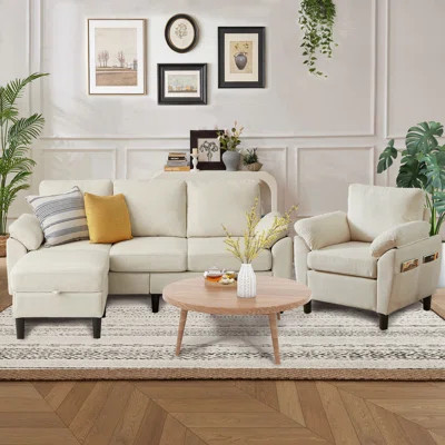 3-Piece Living Room Sectional Sofa Set with Chair and Ottoman | Wayfair North America