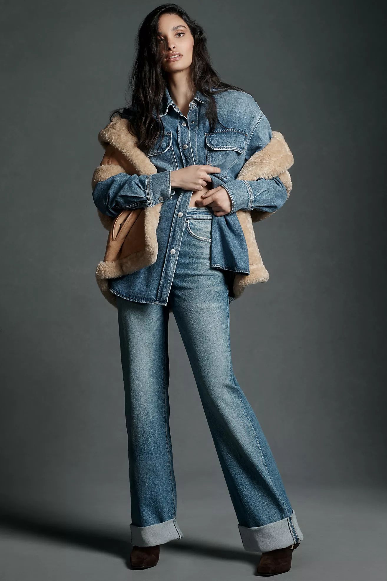 Pilcro High-Rise Cuffed Wide-Leg Jeans | Anthropologie (US)