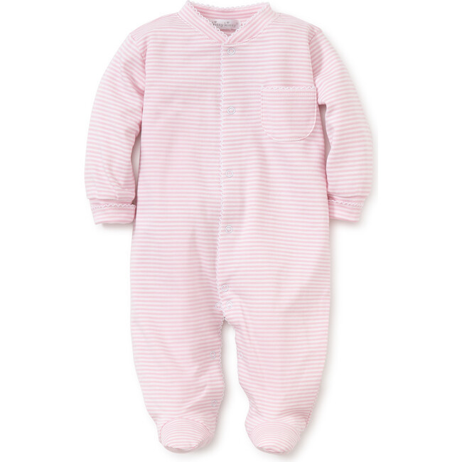 Kissy Kissy | Simple Stripe Footie Large, Pink (White Pink Stripes, Size 12-18M) | Maisonette | Maisonette