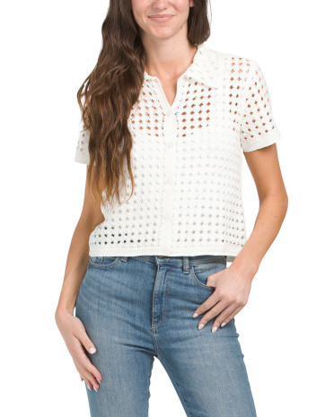 Crochet Short Sleeve Top | TJ Maxx