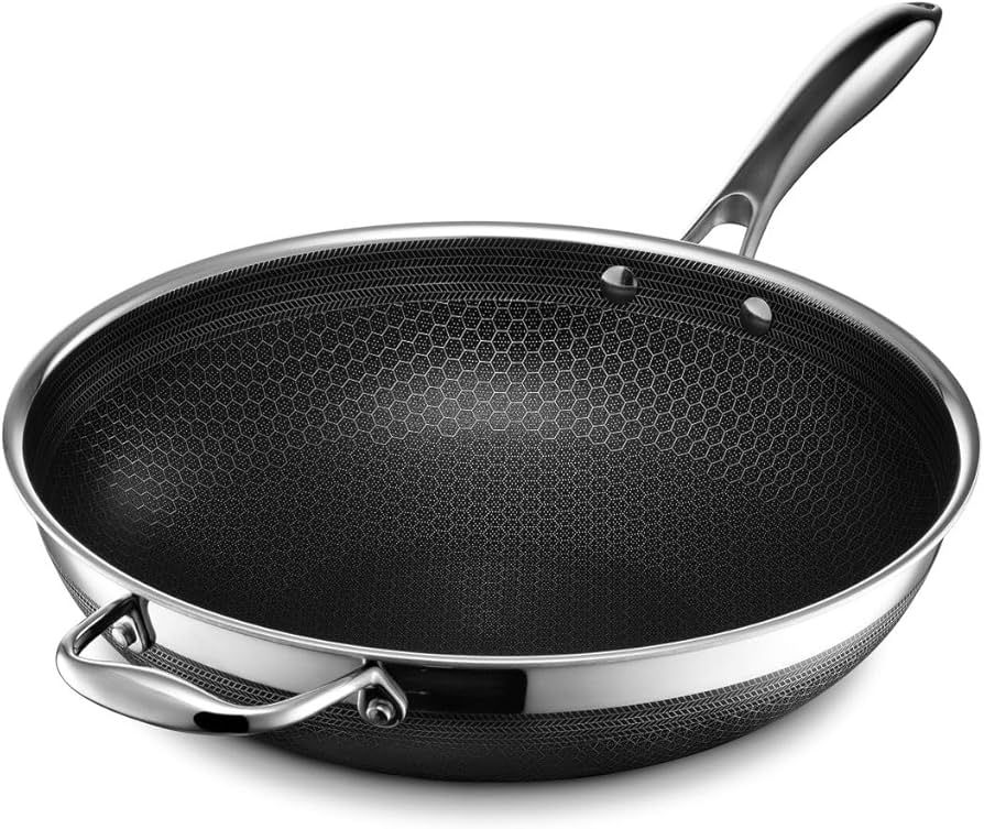 HexClad Hybrid Nonstick Wok, 12-Inch, Stay-Cool Handle, Dishwasher Safe, Induction Ready, Compati... | Amazon (US)