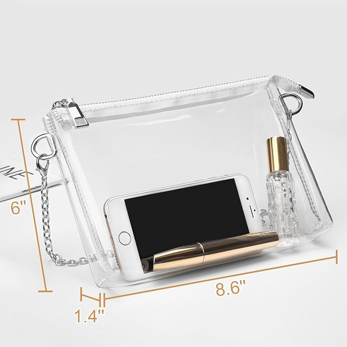 Clear Purse for Women Stadium Approved, Small Clear Crossbody Bag with Zipper, Clear Stadium Bag ... | Amazon (US)