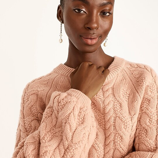 Cashmere balloon-sleeve cable-knit sweater | J. Crew US