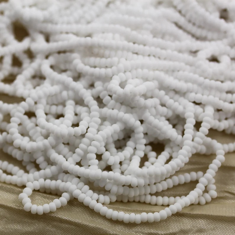 11/0 Matte White Czech seed beads - 1 hank - 12/20", ceramic looking beads, frosted seed beads | Etsy (Global)