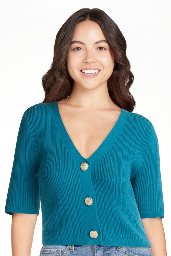 Sofia by Sofia Vergara Women's Cardigan Sweater with Short Sleeves, Sizes XS-XXXL | Walmart (US)