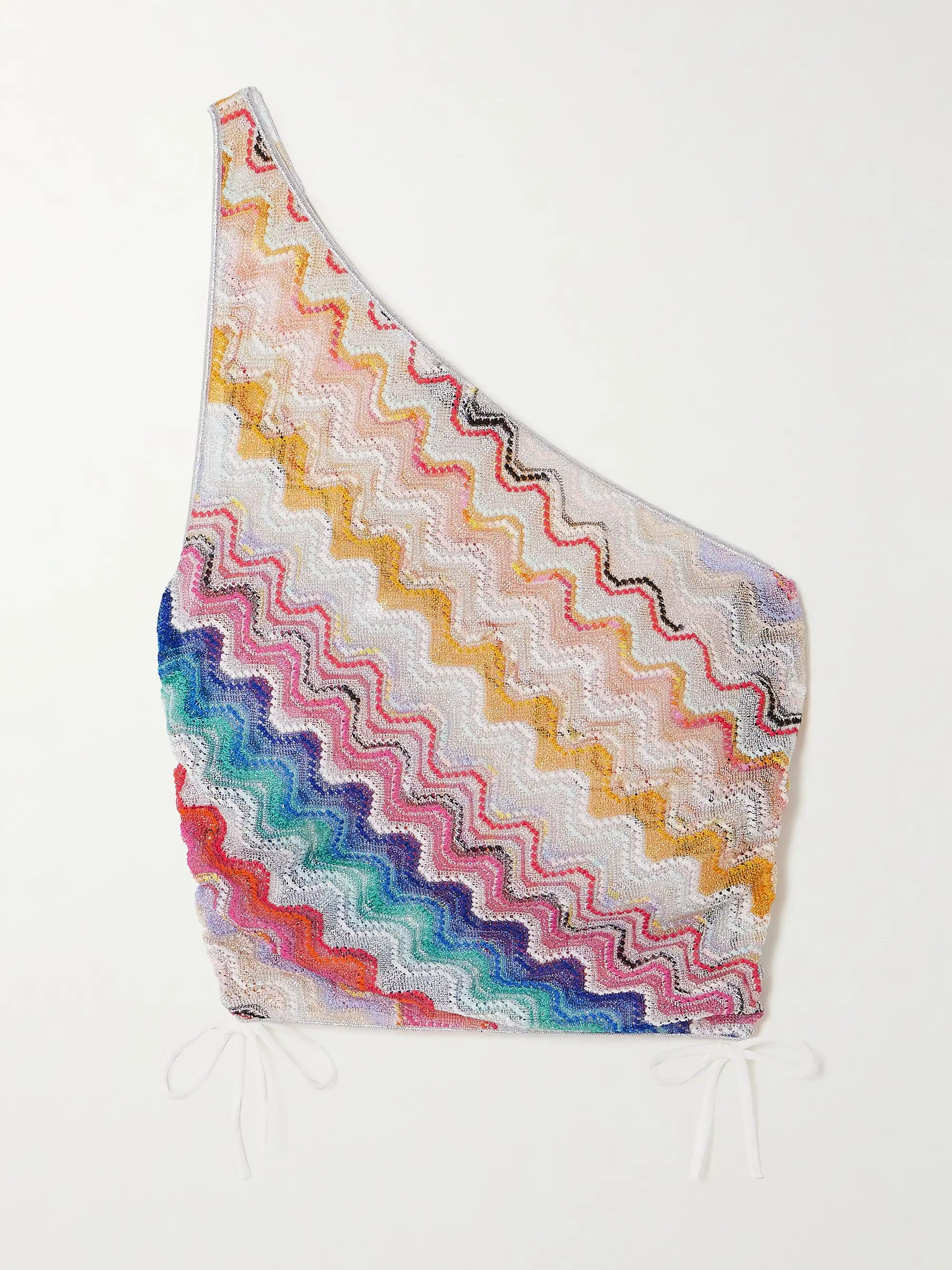 Asymmetrisches Oberteil aus gestreiftem Metallic-Häkelstrick zum Binden | NET-A-PORTER (UK & EU)