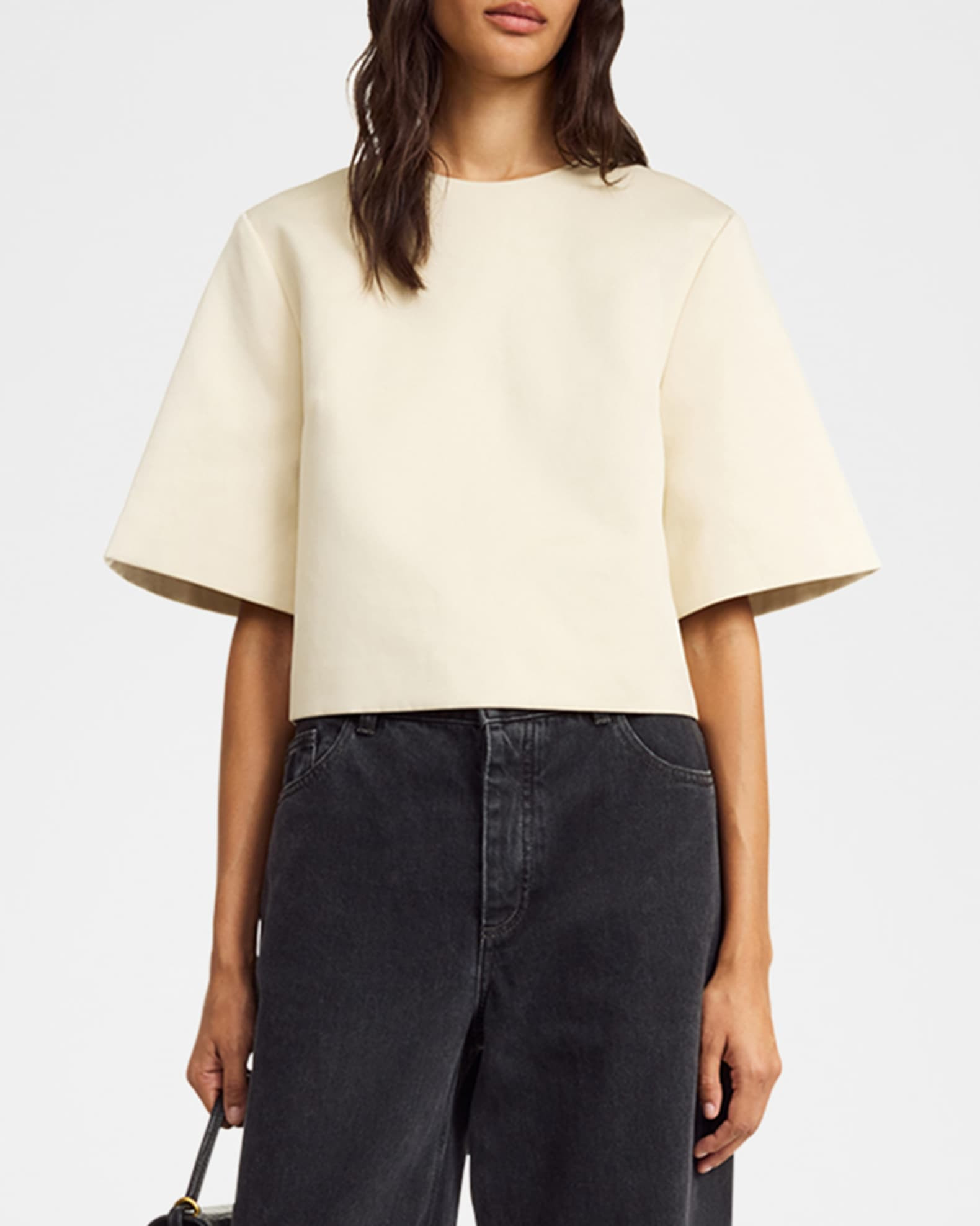 Hania Cropped Elbow-Sleeve T-Shirt | Neiman Marcus
