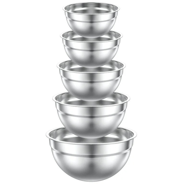 TINANA Mixing Bowls Set, 5 PCS Stainless Steel Mixing Bowls, Metal Nesting Storage Bowls for Kitc... | Walmart (US)