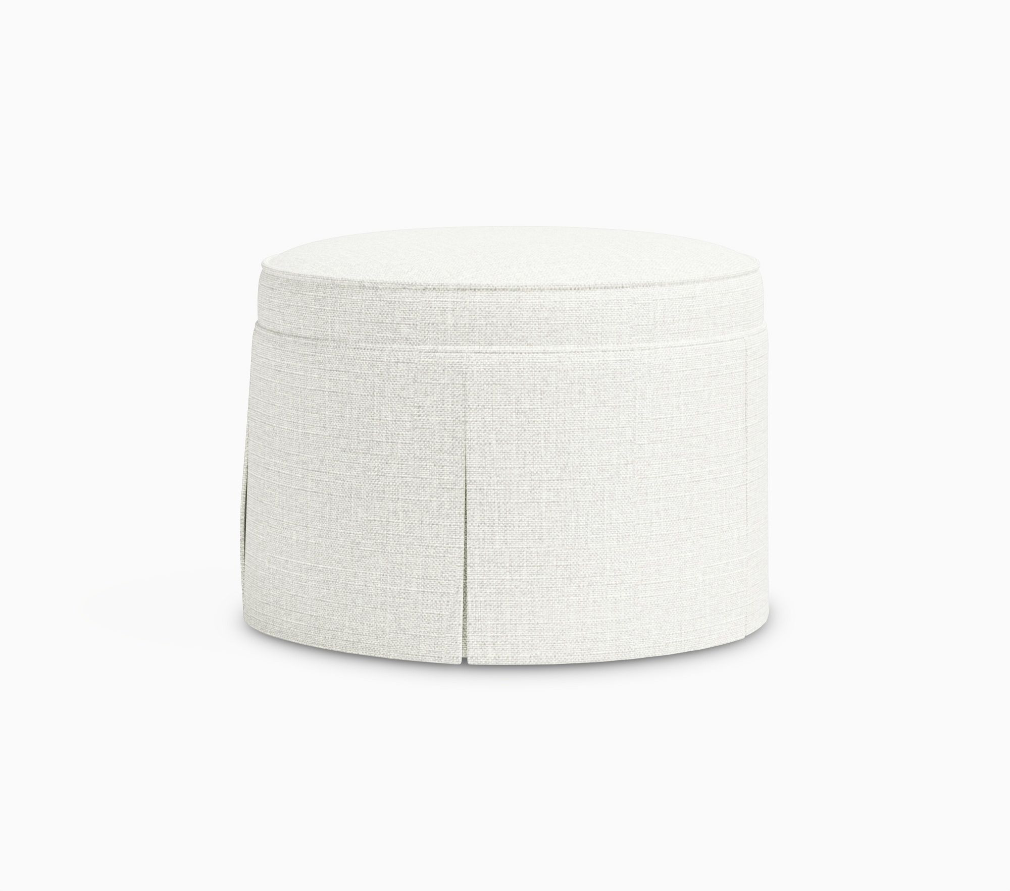 Box Pleat Ottoman Performance Basketweave Slub Ivory | Pottery Barn Kids