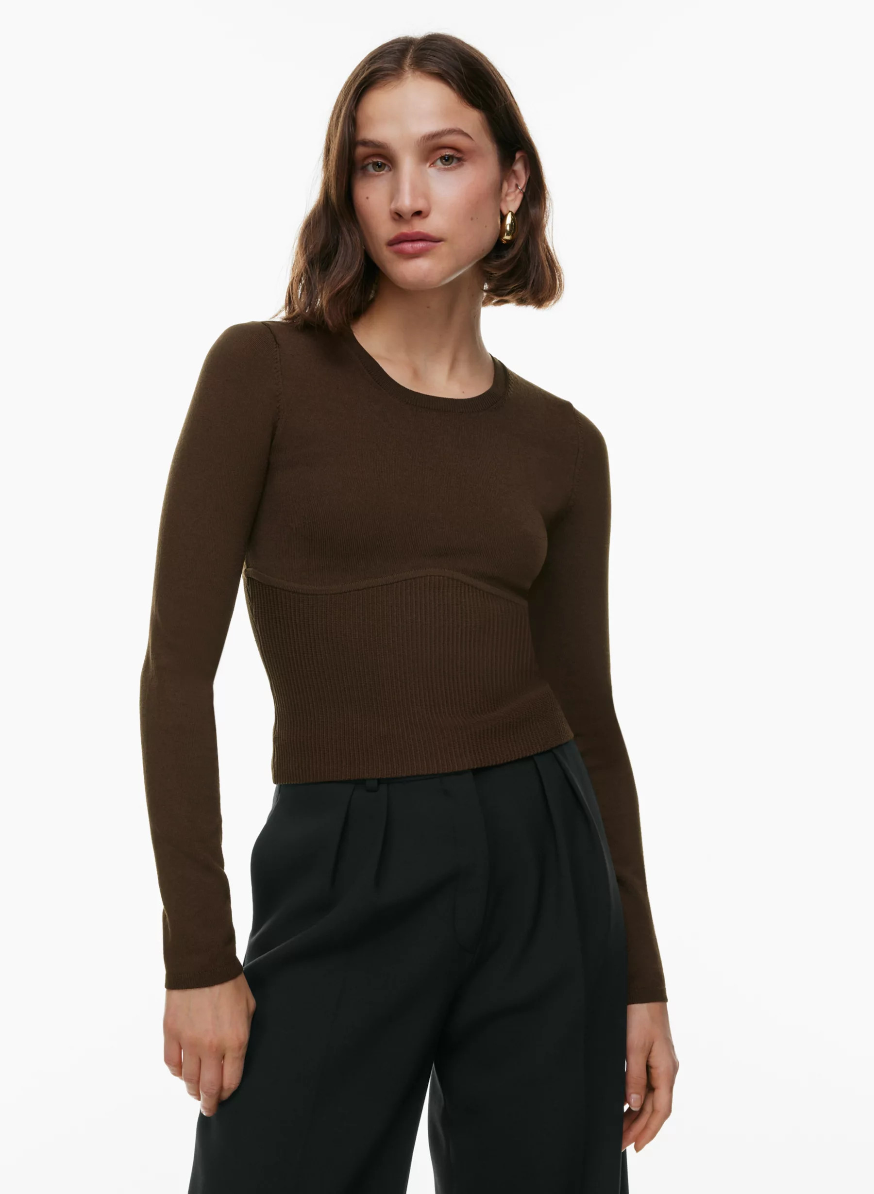 SCULPT KNIT EMPIRE LONGSLEEVE | Aritzia