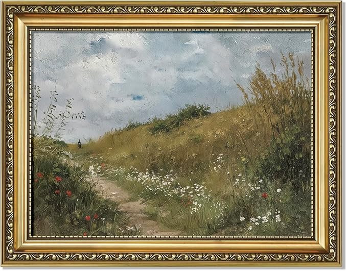 HEREALITY Gold Framed Retro Vintage Wall Art for Wall Decor, Botanical Boho Landscape Flower Art ... | Amazon (US)