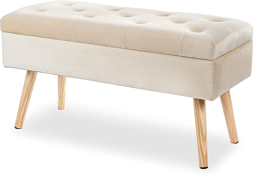 Nalupatio Storage Ottoman, Bedroom End Bench，Upholstered Fabric Storage Ottoman with Safety Hin... | Amazon (US)