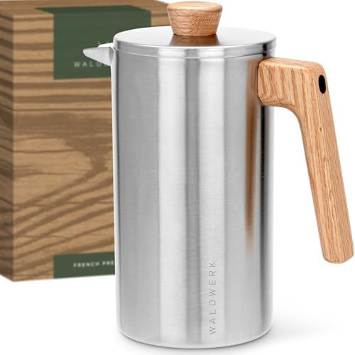 WALDWERK French Press (34 oz) - Stainless Steel Double Wall French Press Coffee Maker - Plastic F... | Amazon (US)