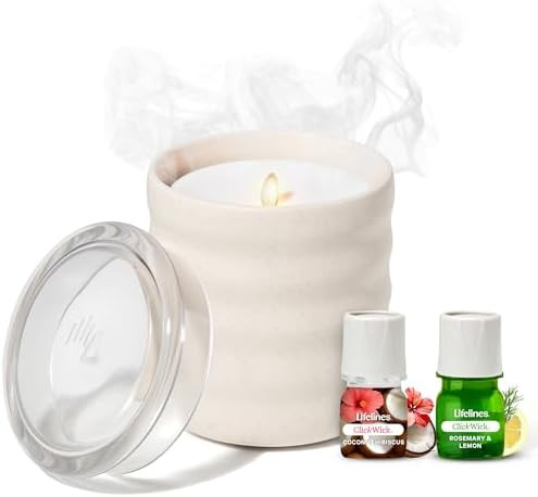 Lifelines Flameless Candle Aromatherapy Essential Oil Diffuser with 2 ClickWick Essential Oil Ble... | Amazon (US)