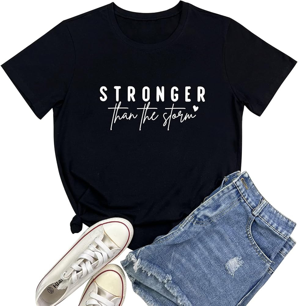 BLACKOO Women Stronger Graphic Tees Cute T-Shirts | Amazon (US)