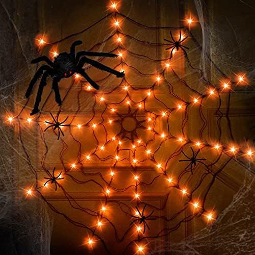 Anycosy Halloween Spider Web Lights, 80 LED Waterproof with 5 Black Spider, Halloween Lights 8 Modes | Amazon (US)
