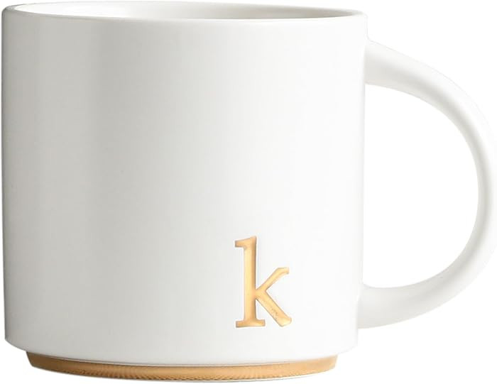 COLLECTIVE HOME - Monogram Ceramic Mugs, 15 oz Golden Initial Coffee Cups, Elegant Alphabet Tea M... | Amazon (US)