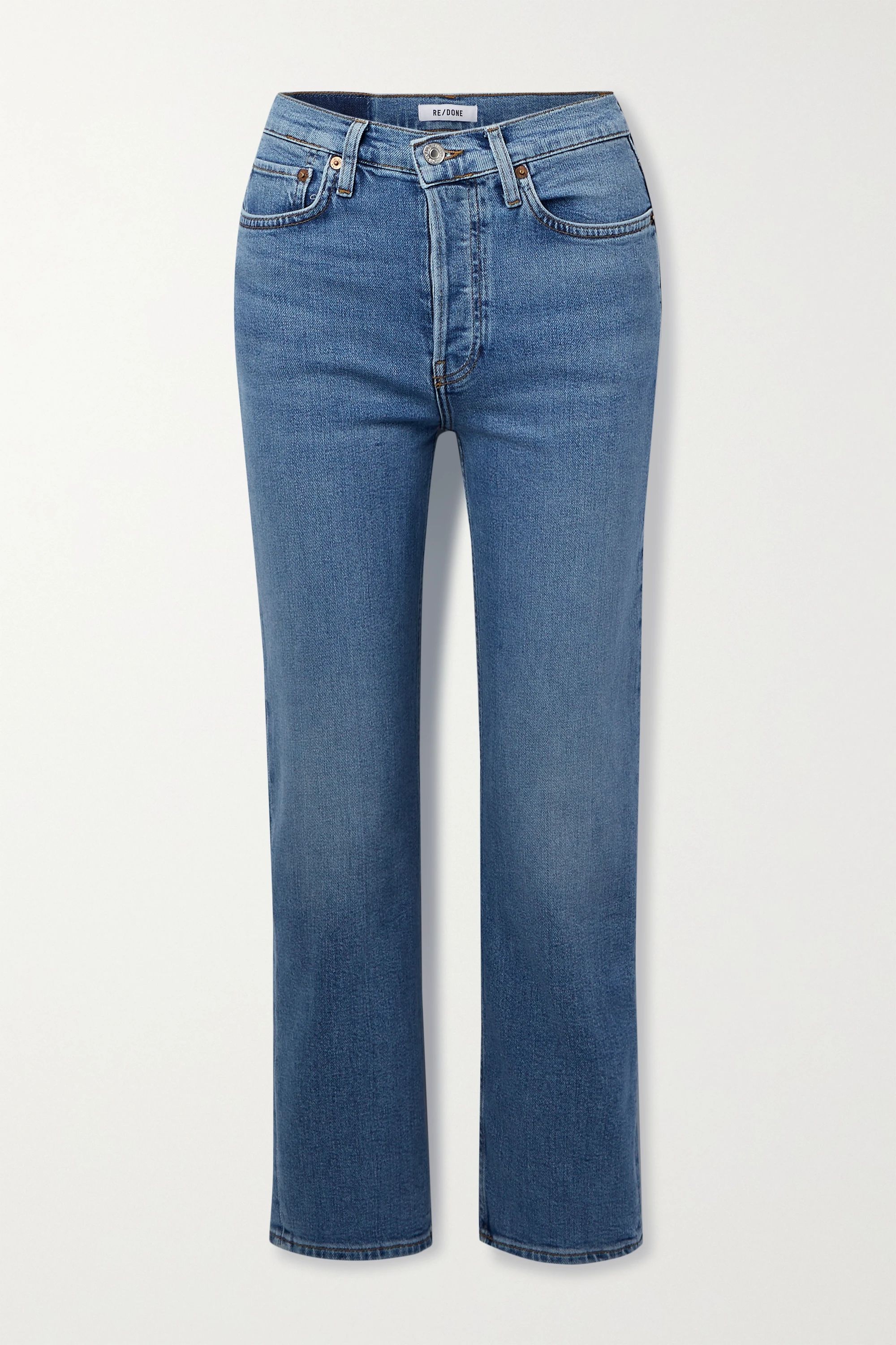 Light denim + NET SUSTAIN Originals Stove Pipe Comfort Stretch high-rise straight-leg jeans | RE/... | NET-A-PORTER (UK & EU)