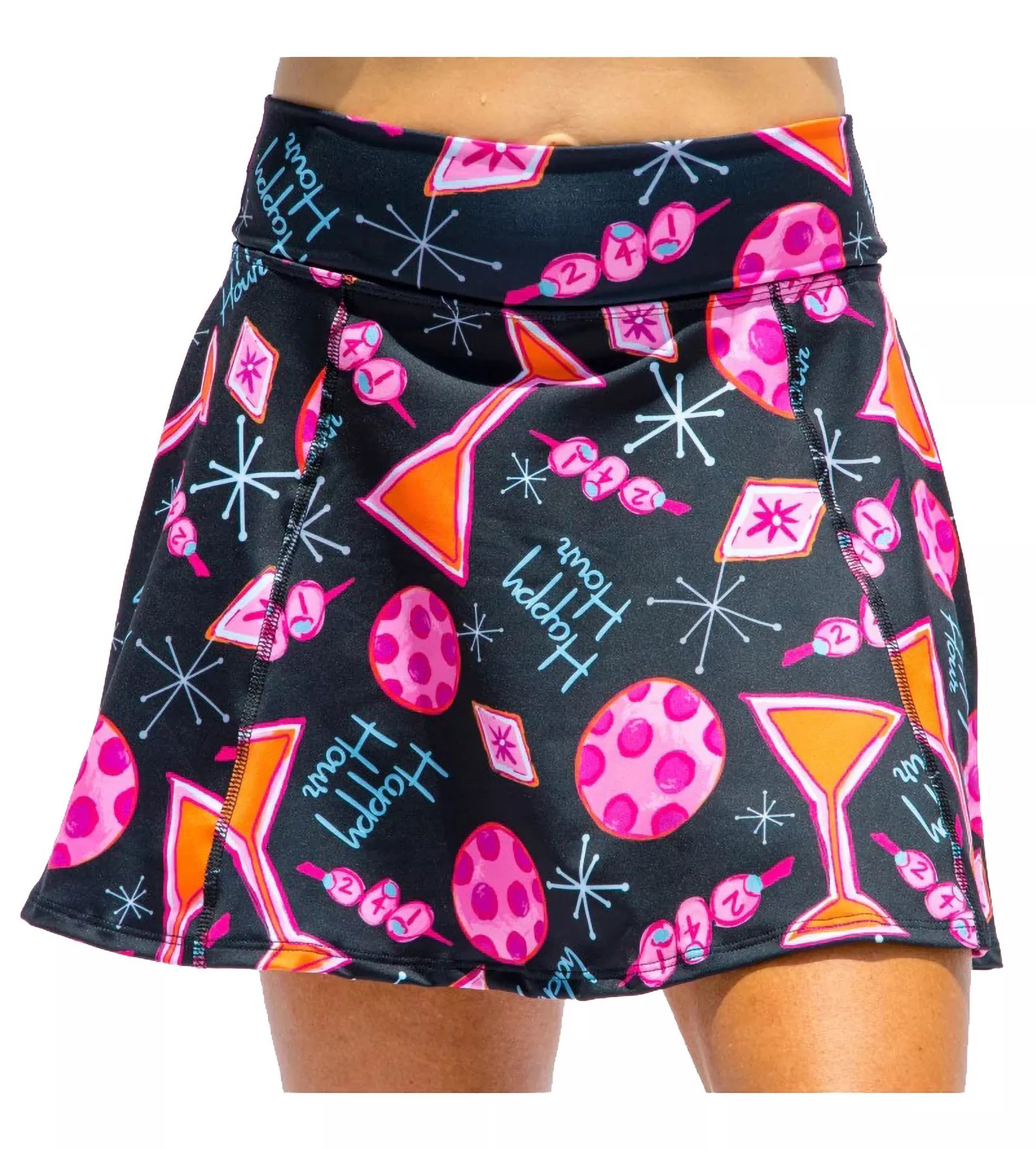 Pickleball Bella Women's Martini 2-4-1 A-Line Skort, Medium, Black/Pink/Orange - Holiday | Golf Galaxy