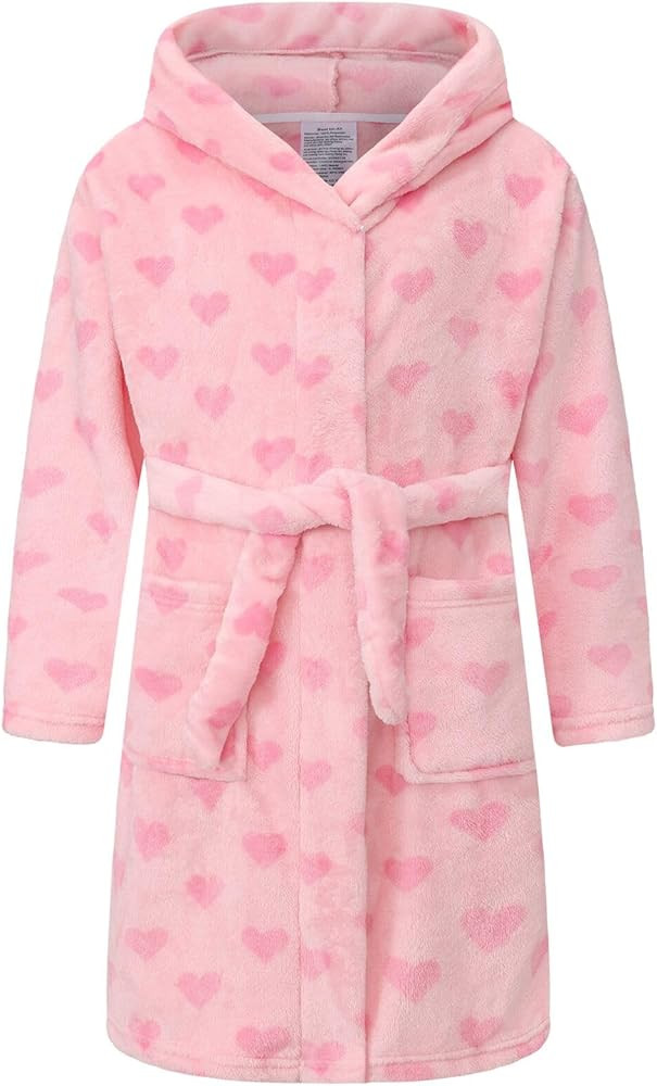 BAOPTEIL Girls Fleece Robe Boys Hooded Bathrobe Soft Flannel Robe For Kids | Amazon (US)