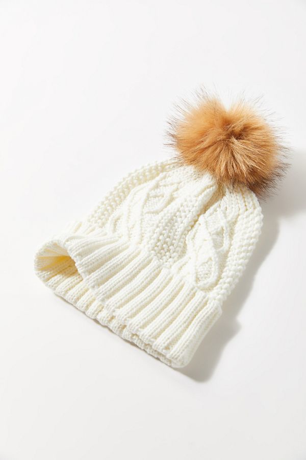 Cable Knit Pompom Beanie | Urban Outfitters (US and RoW)