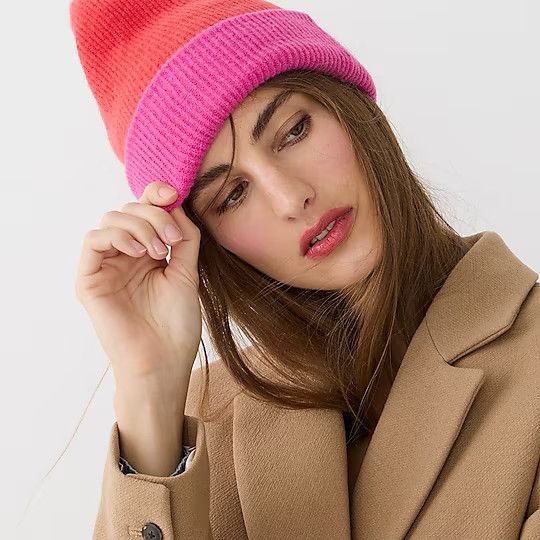 Colorblocked ribbed beanie in supersoft yarn | J.Crew US